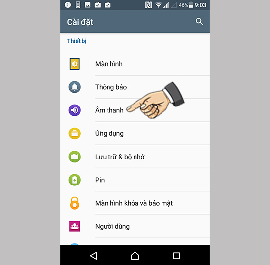 Vào cài đặt âm thanh